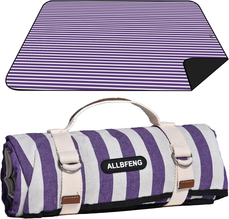 ALLBFENG 60”x 80” Picnic Blanket Waterproof and Foldable Beach Blanket, 5-Layer Outdoor Mat with Carry Strap for 6 to 8 Adults, for Camping, Park, Beach, Grass, Indoors… - Image 1